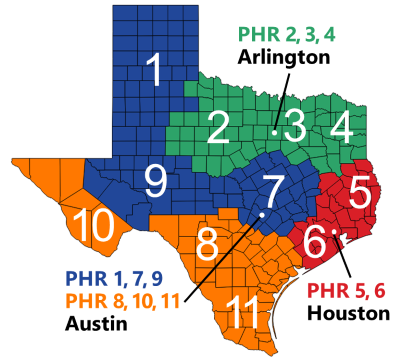 Texas Public Health Regions Map