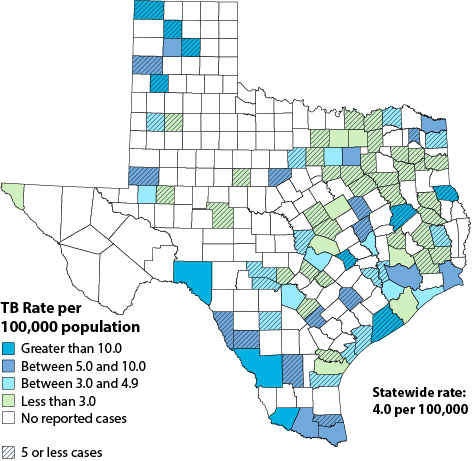 Map 1 Distribution of TB Cases by County, 2019