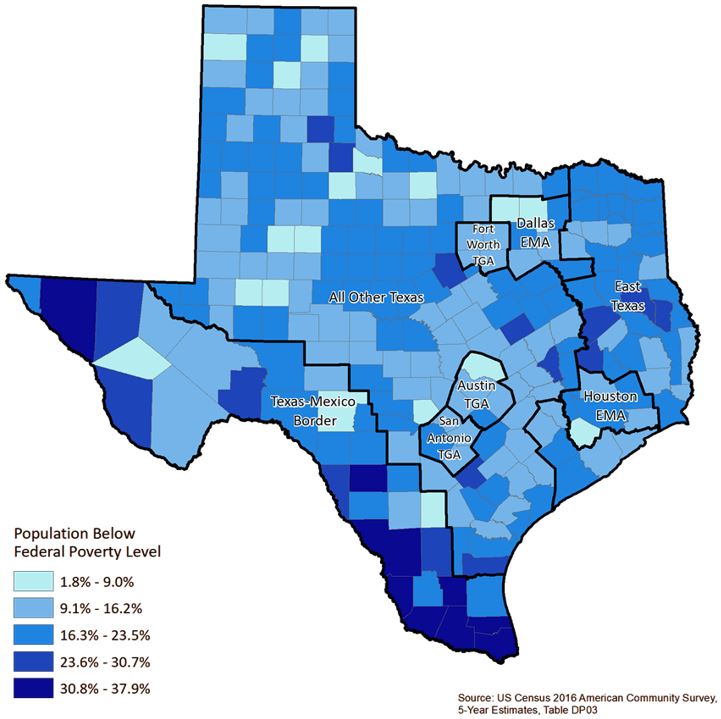 Figure 4. Percent of Population Living under Federal Poverty Level, 2016