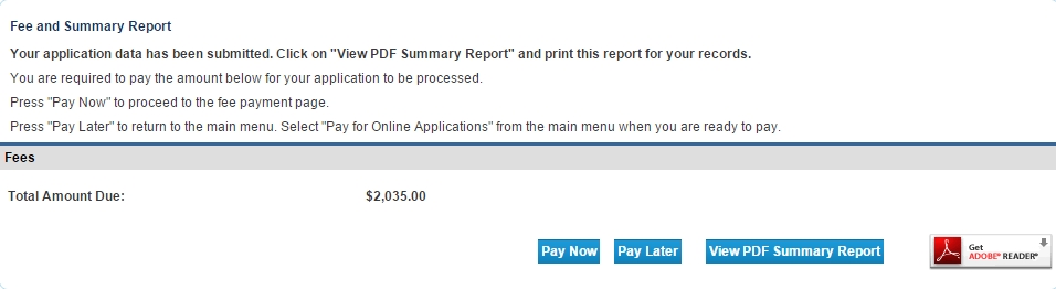 Fee and Summary Report